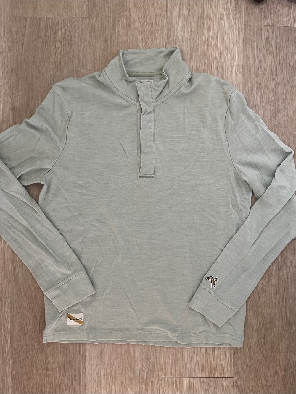 Tracksmith Men’s DOWNEASTER QUARTER SNAP - Sage Green - Men’s Small